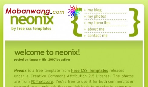 草绿色个人BLOG网页模板